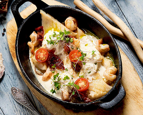 Командорский кальмар с сыром Страчателла