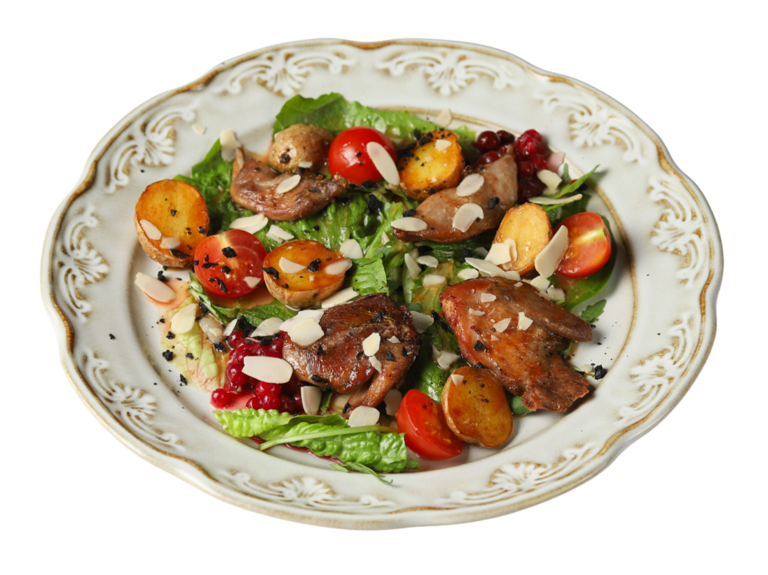 Перепелка с карт.бейби и моченой брусникой