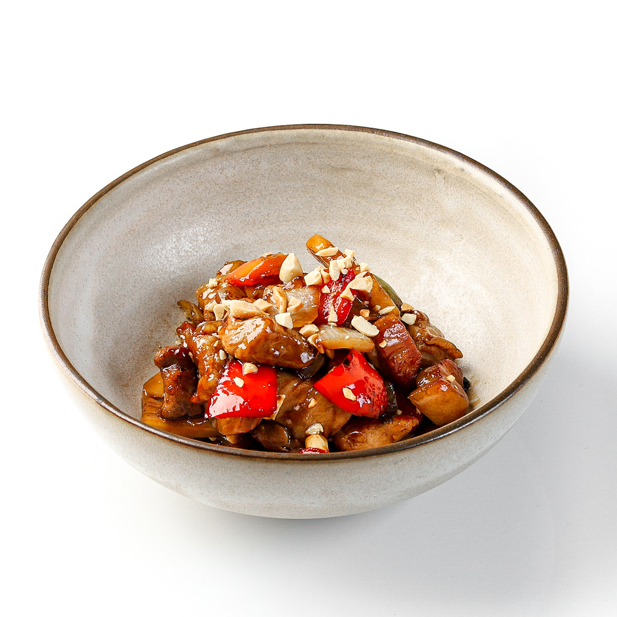 Жареная свинина с овощами и ананасом