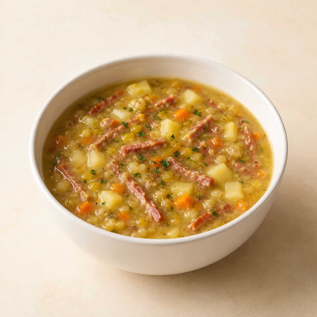 Суп гороховый с копчеными колбасками