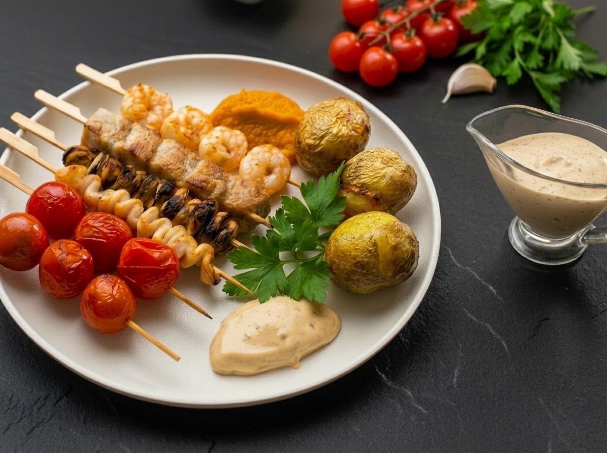Мини - шашлычки из из морепродуктов