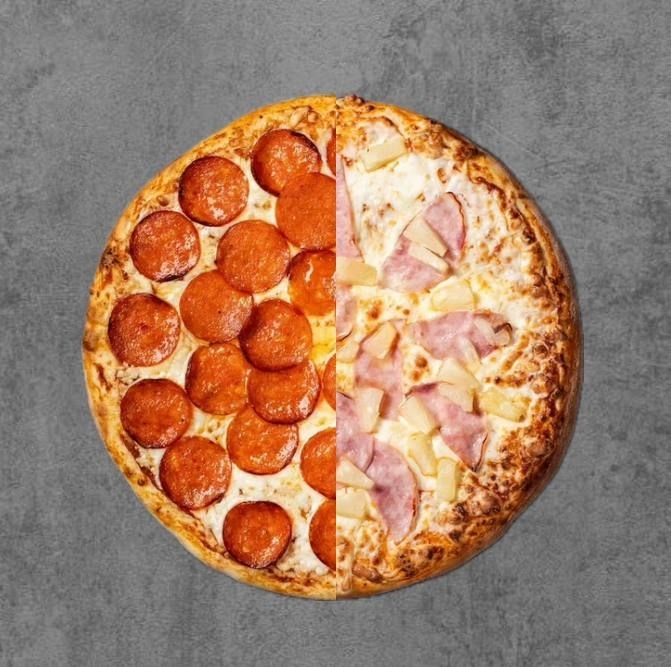 Пицца Пепперони+Гавайская 40 см