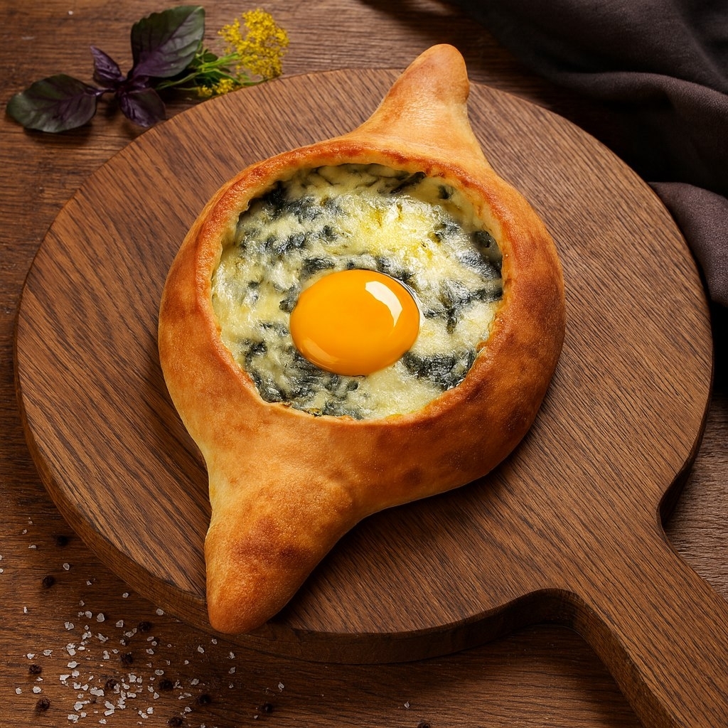 Хачапури по-аджарски со шпинатом