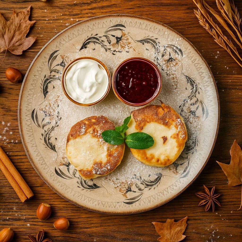 Сырники с вареньем и сметаной