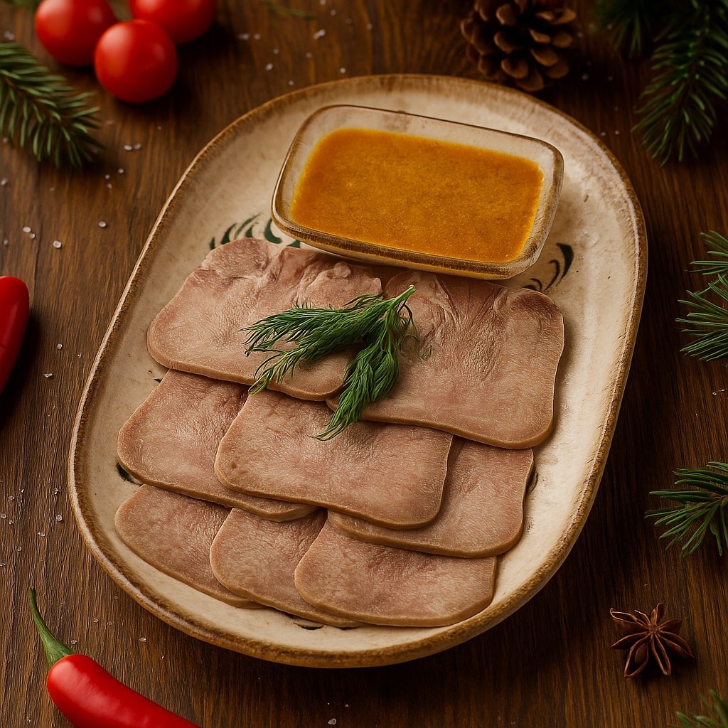 Язык с горчицей и розмарином