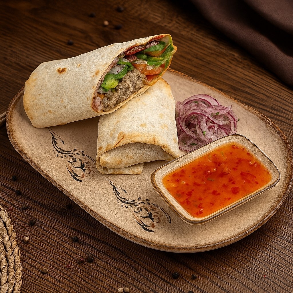 Люля-кебаб куриный в лаваше и соусом шаурмэ