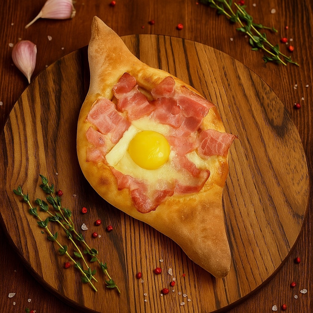 Хачапури по-аджарски с беконом