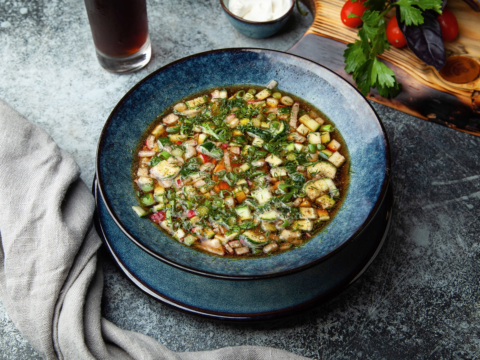 Окрошка на квасе с мясом