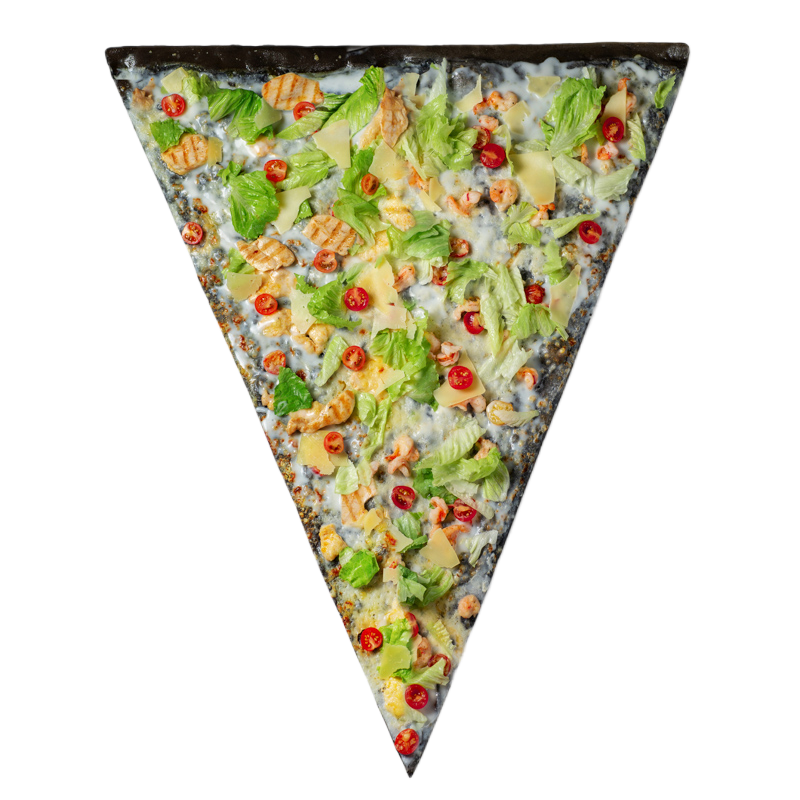 Пицца Чёрный цыпа-Цезарь - Креветочный чёрный Цезарь