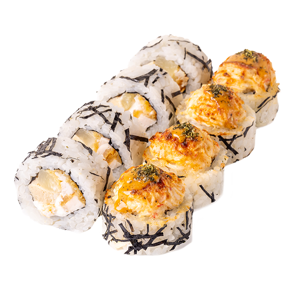 Яки ролл под крабово-сырным соусом