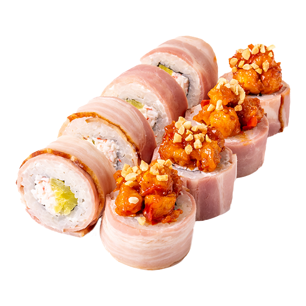 Ролл в беконе с пикантной курицей гарлик